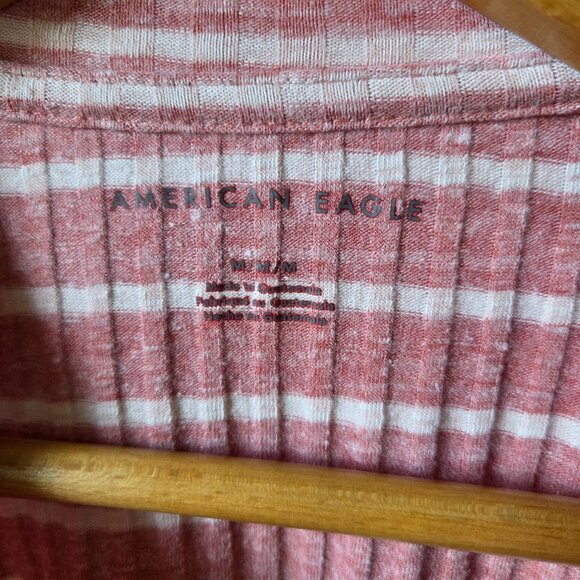 EUC AMERICAN EAGLE RIBBED STRIPED LONGSLEEVE LETTUCE HEM TOP SIZE  M - Picture 10 of 13